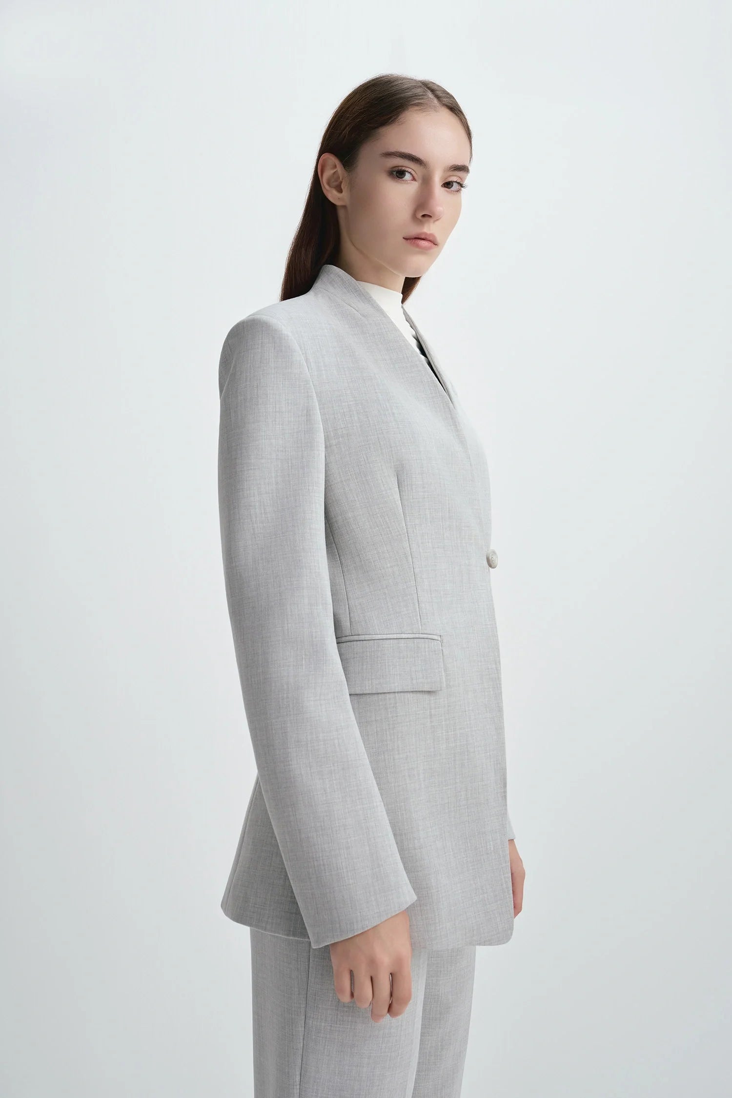 Dun Collarless Blazer