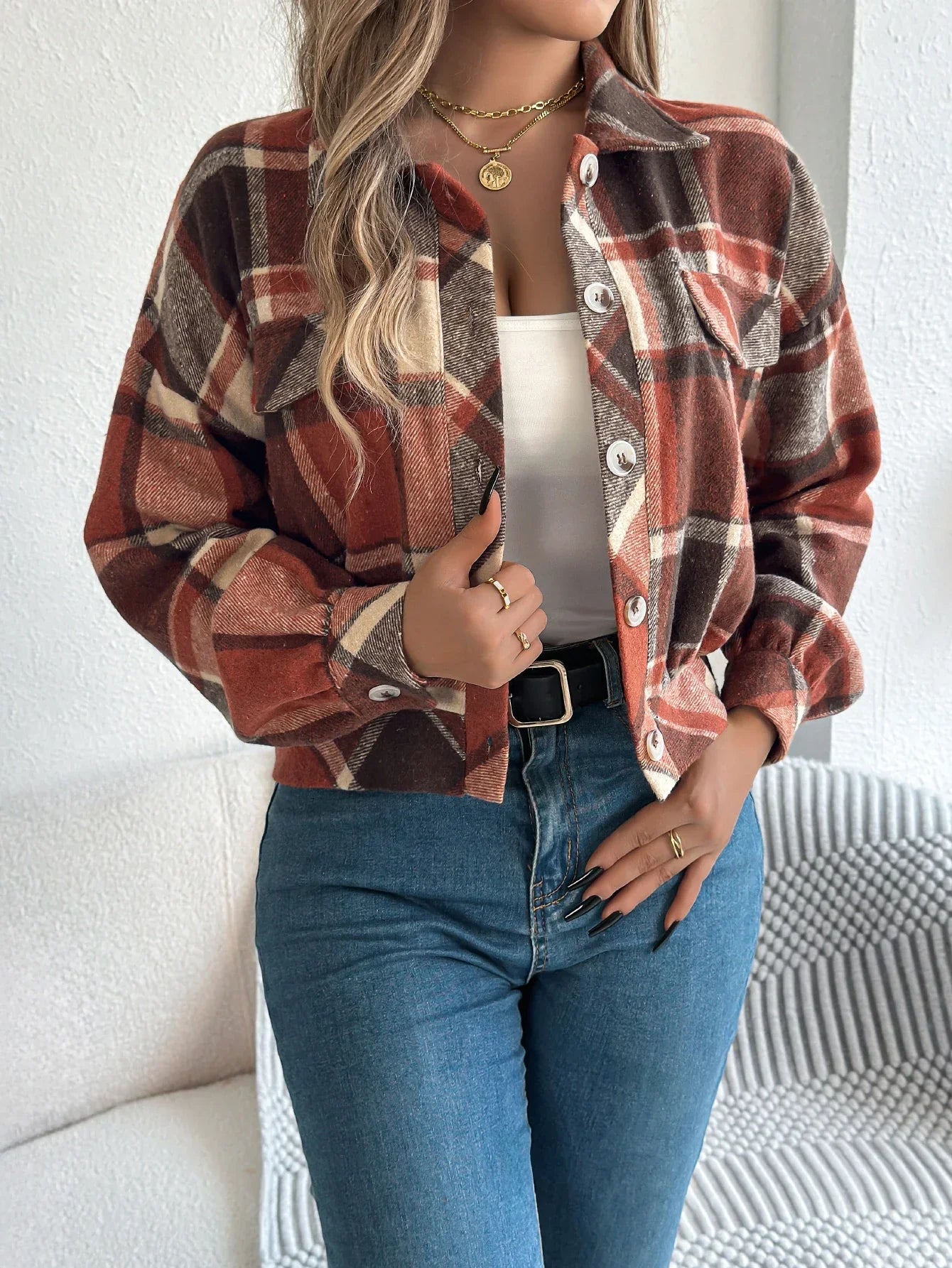 Isabelle's™ | Cropped Plaid Jacket