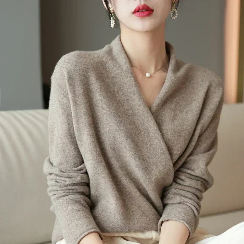 Isabelle's™ | Winter Wrap V Neck Knit Sweater
