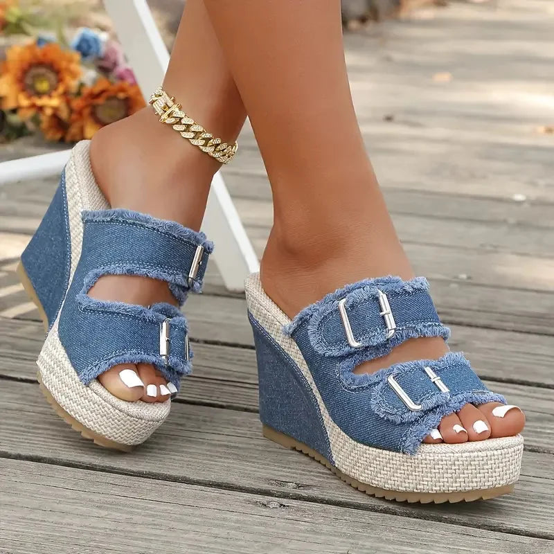 Isabelle's™ | Denim Wedge Sandals