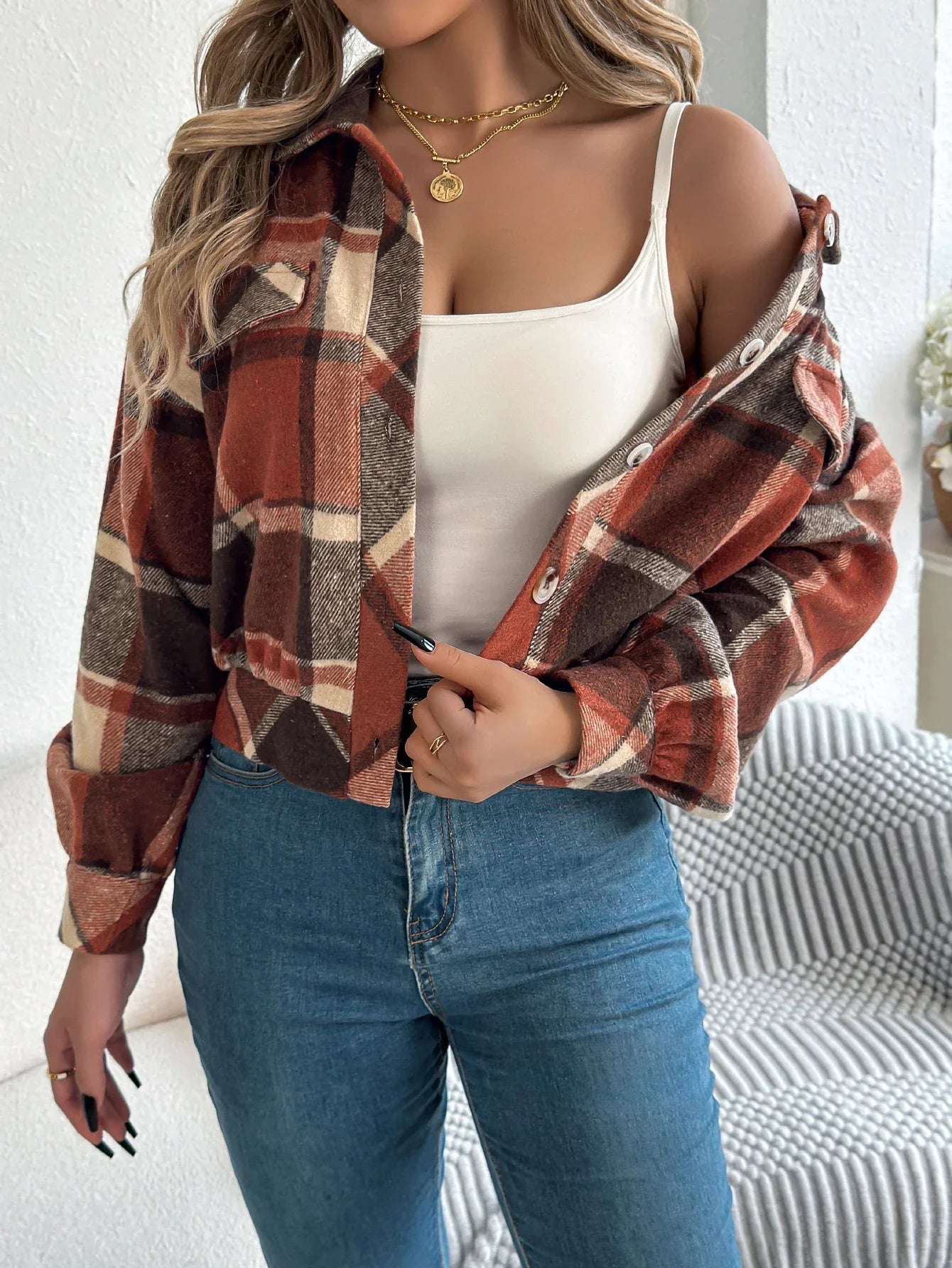 Isabelle's™ | Cropped Plaid Jacket