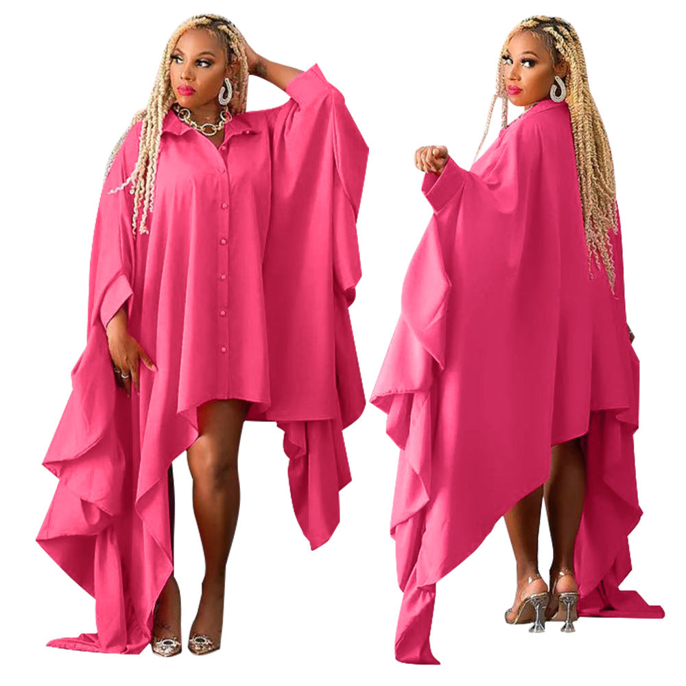 Plus Size Blouse Irregular Batwing Sleeve Dress