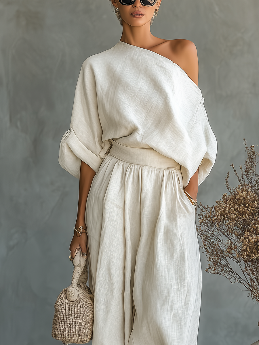 Isabelle's™ | Soft Off-Shoulder Top and Tapered Pants Set