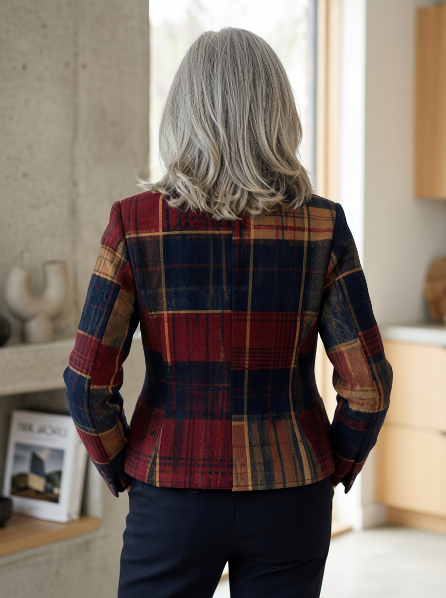 Isabelle's™ | Plaid Coat Featuring a Stand Collar