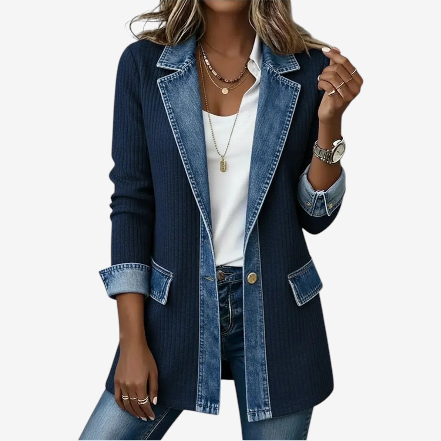 Isabelle's™ | Layered Denim-Style Jacket