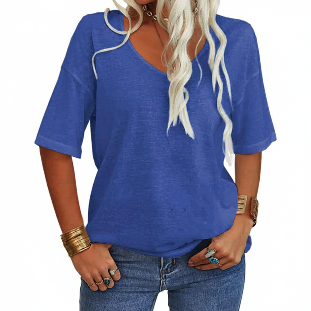 Isabelle's™ | Casual Solid V-Neck T-Shirt