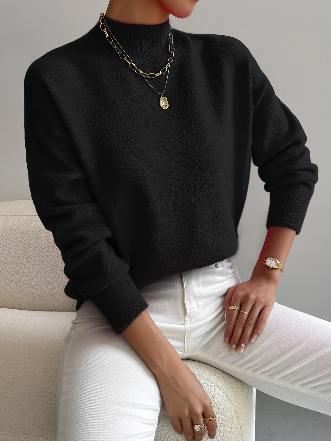 Isabelle's™ | Spring Comfortable Mock Neck Sweater