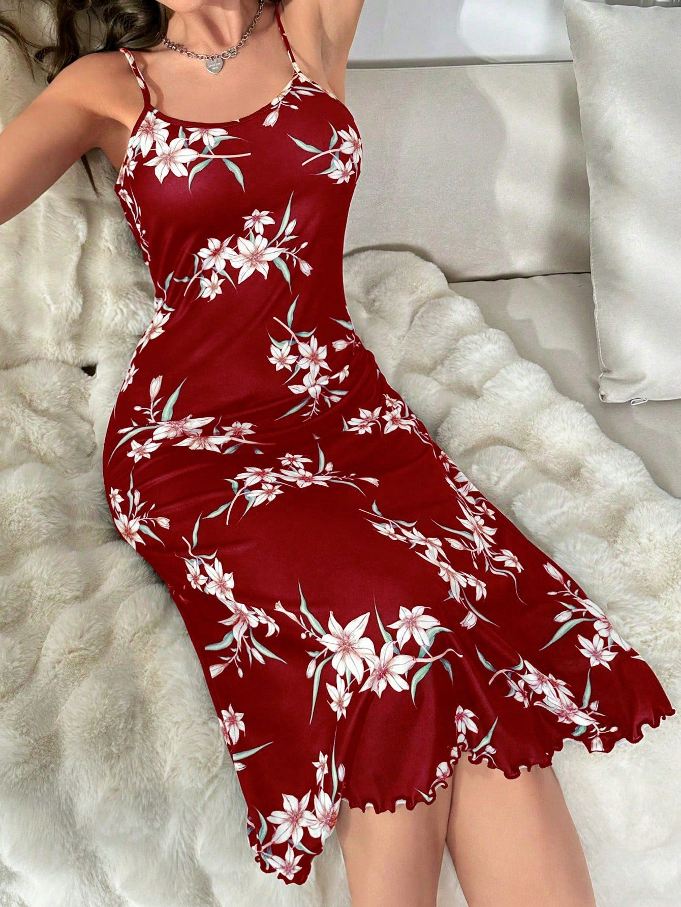 Casual Floral Print Sexy Midi Dress