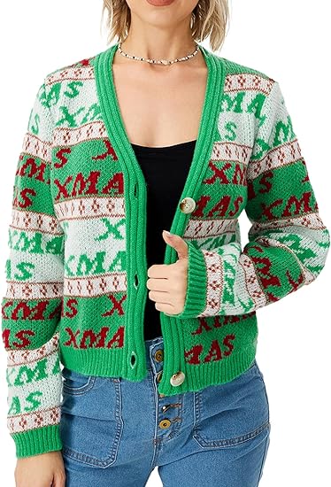 Women’s Fall Cropped Cardigan Sweater Open Front Button Up Sweater Pullover Crop Tops