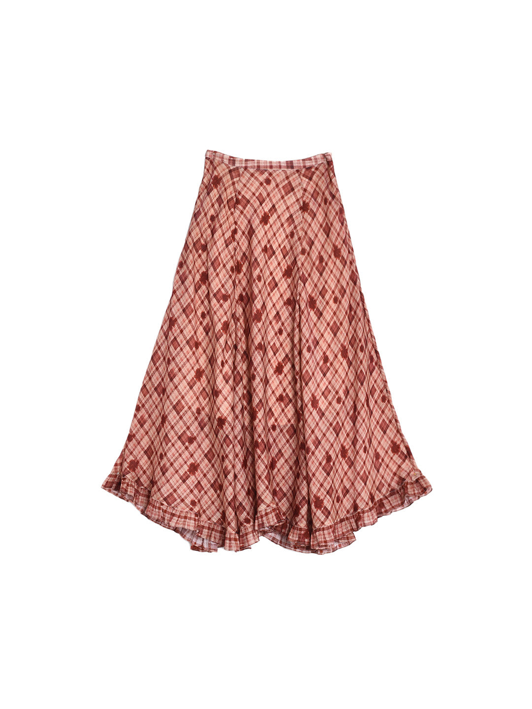 Elena Wave Edge Plaid Skirt