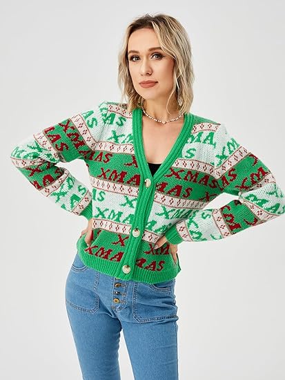 Women’s Fall Cropped Cardigan Sweater Open Front Button Up Sweater Pullover Crop Tops