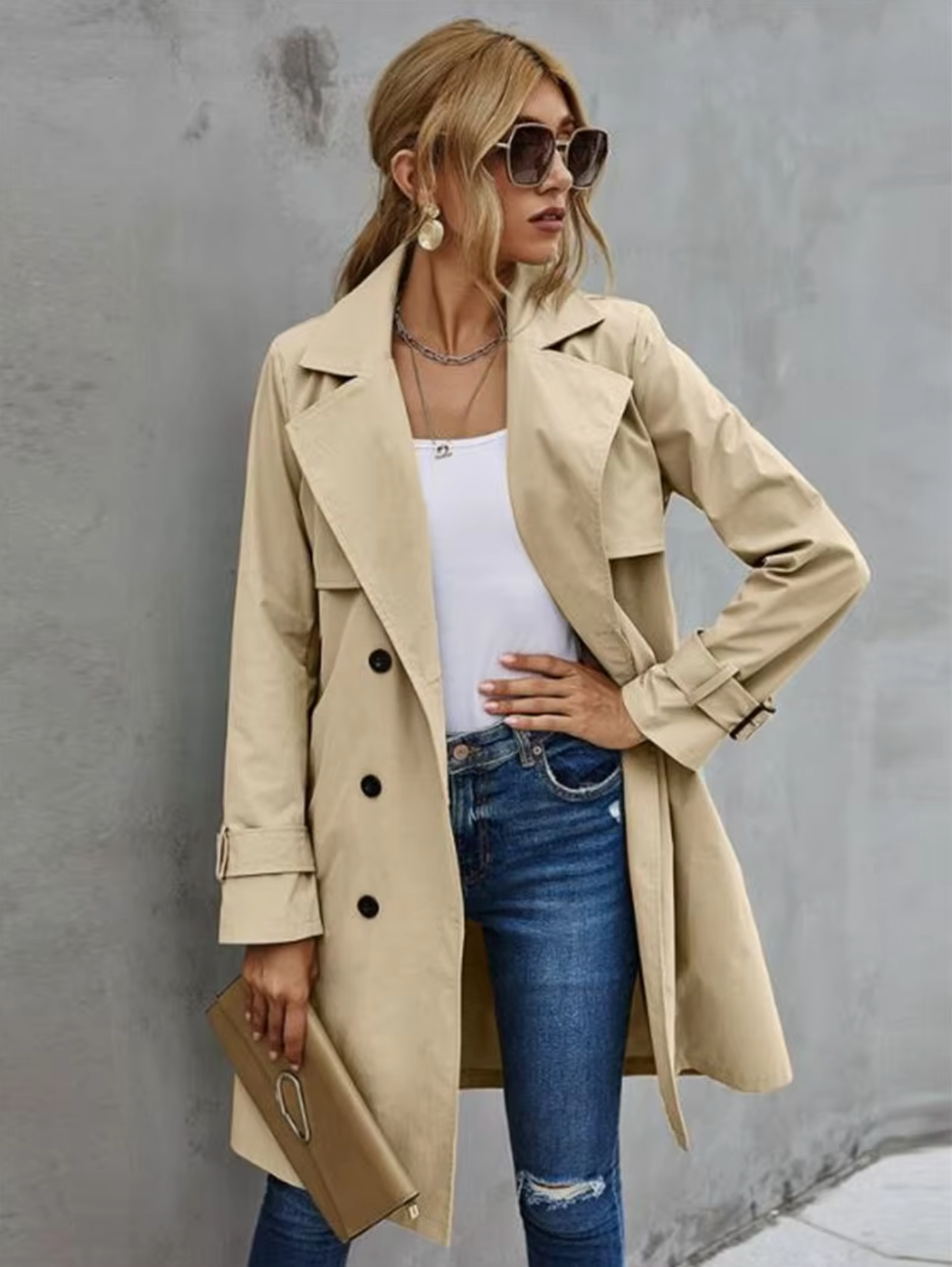 Isabelle's™ | Double Breasted Belted Trench Coat