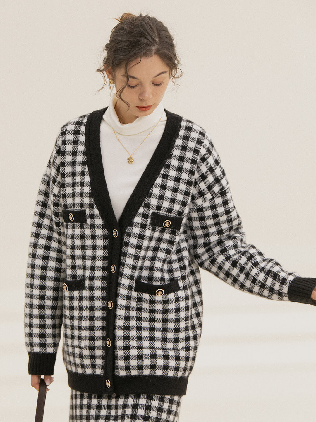 【Final Sale】Ansley Checkerboard Knit Cardigan
