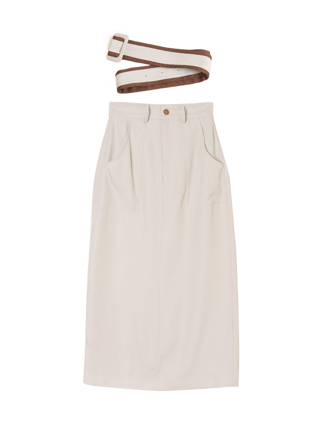 Odette Straight Beige Midi Skirt