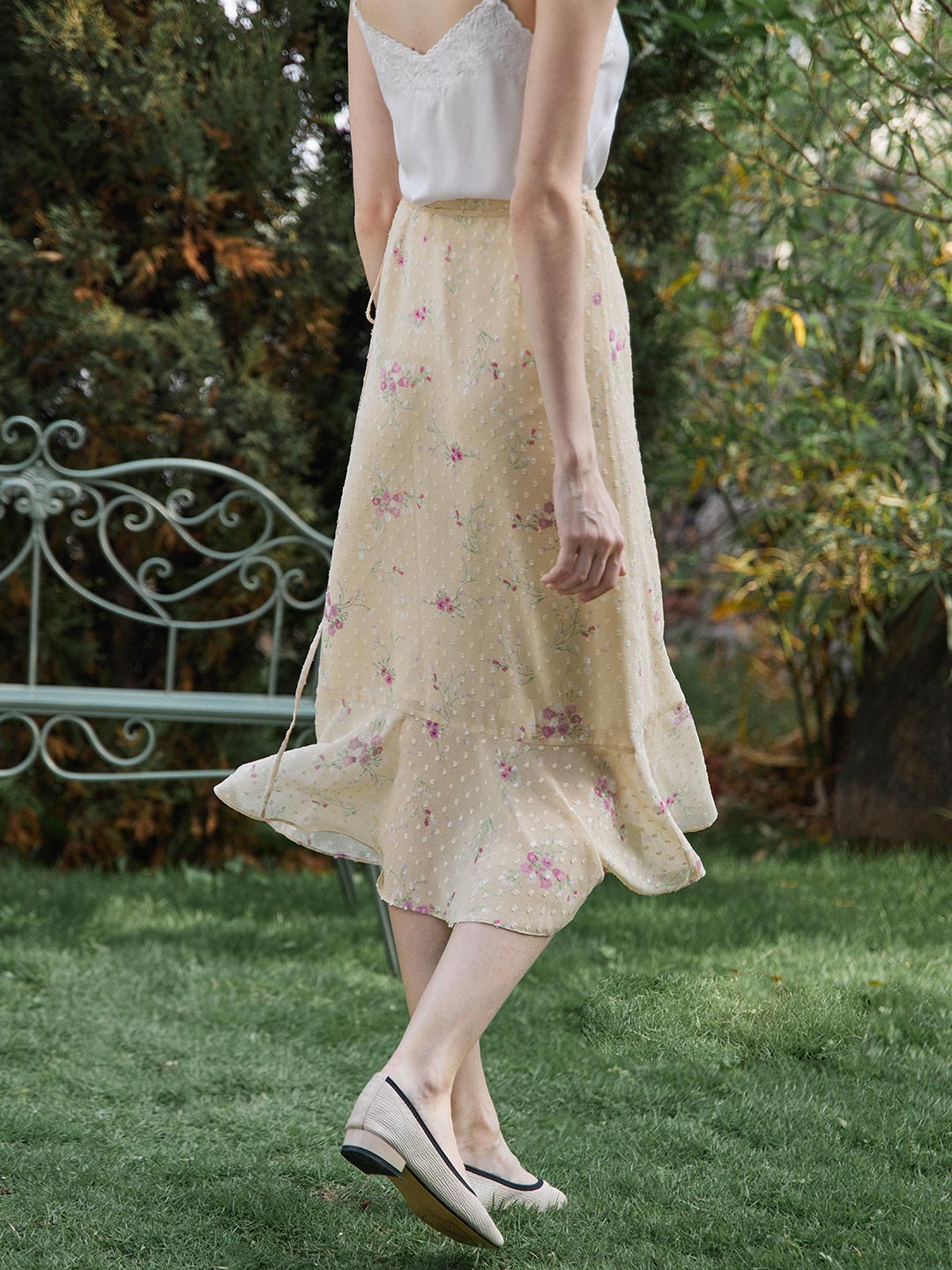 【Final Sale】Mila Floral Printed Ruffle Midi Skirt