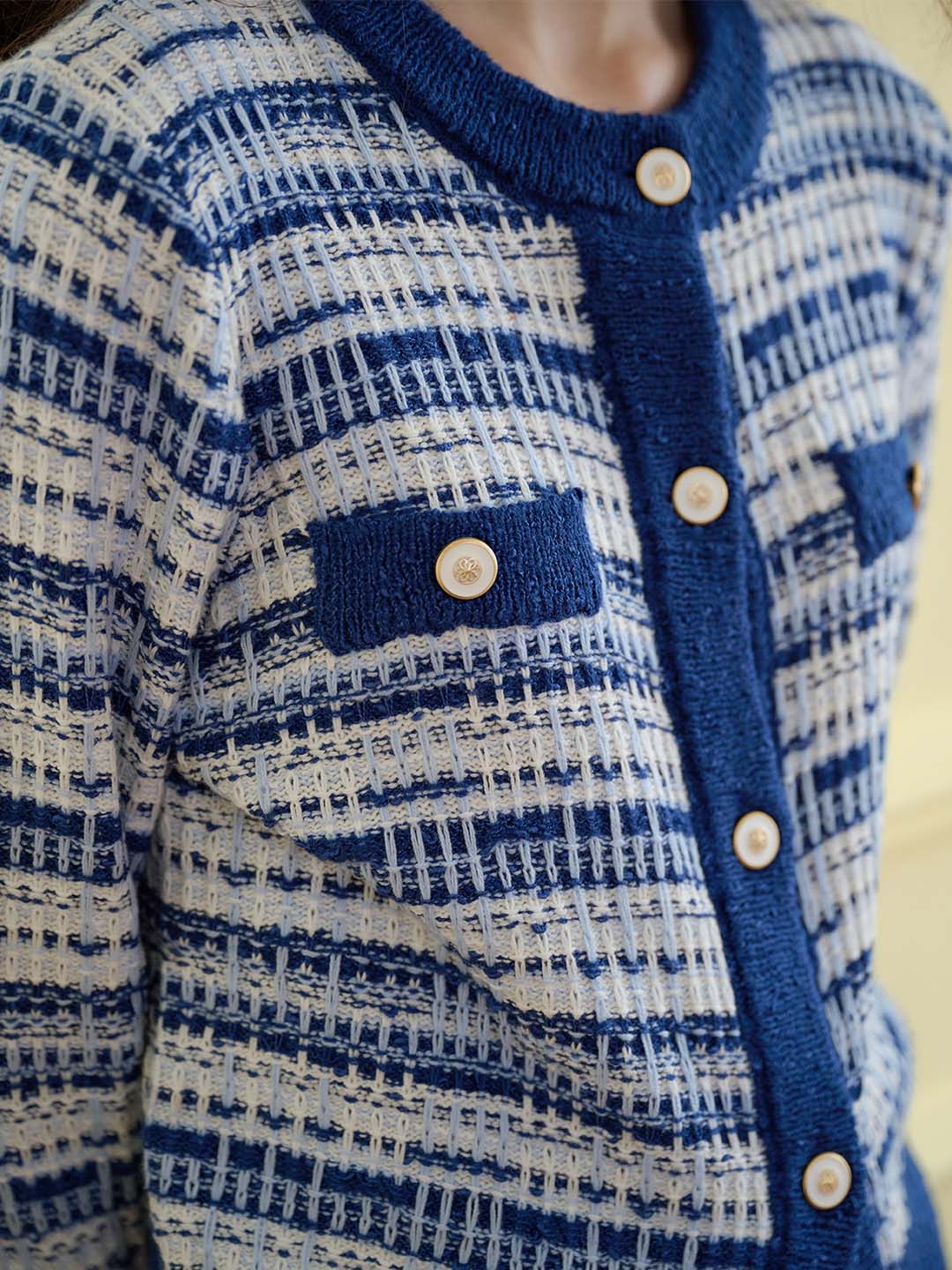 【Final Sale】Oakley Crew Neck Contrast Sweater Cardigan