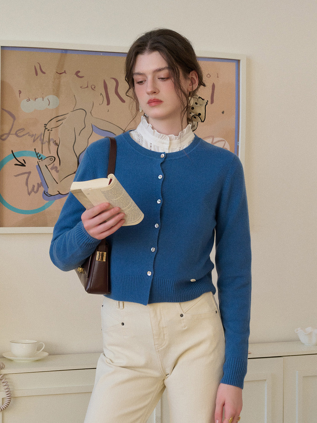 Dayana Round Neck 100% Wool Cardigan