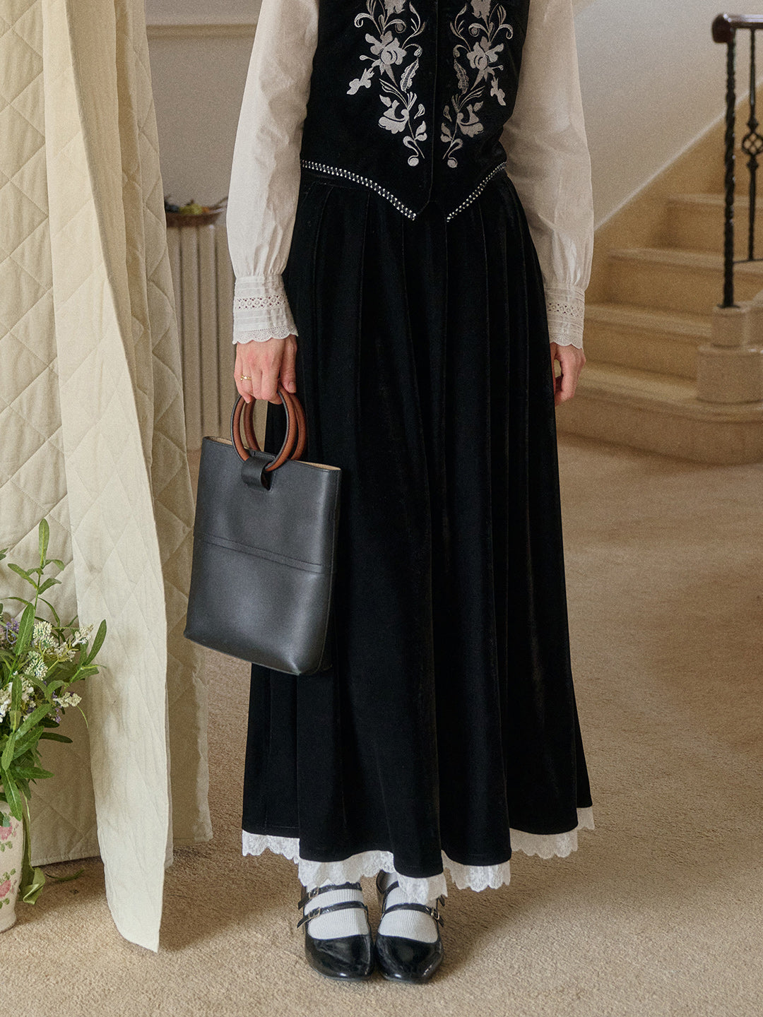 Xiomara Velvet Midi Skirt