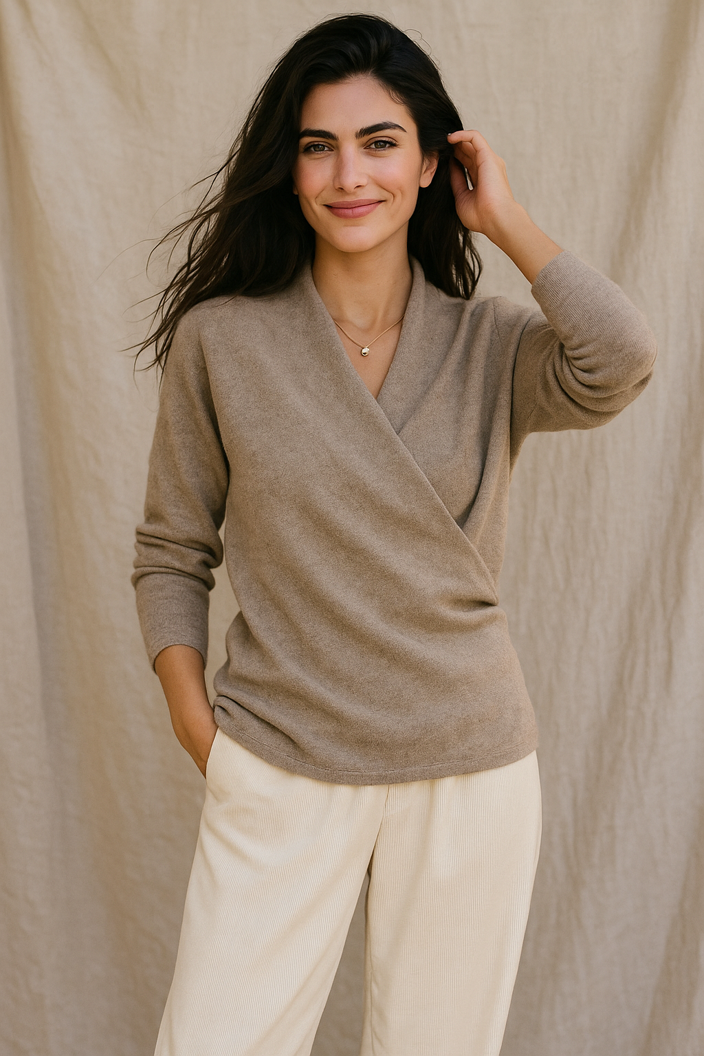 Isabelle's™ | Winter Wrap V Neck Knit Sweater