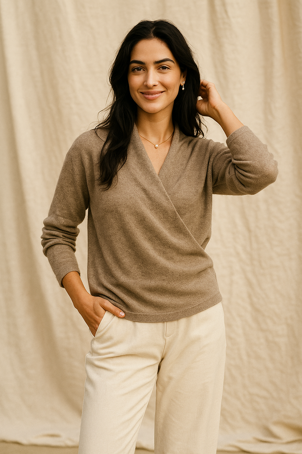 Isabelle's™ | Winter Wrap V Neck Knit Sweater