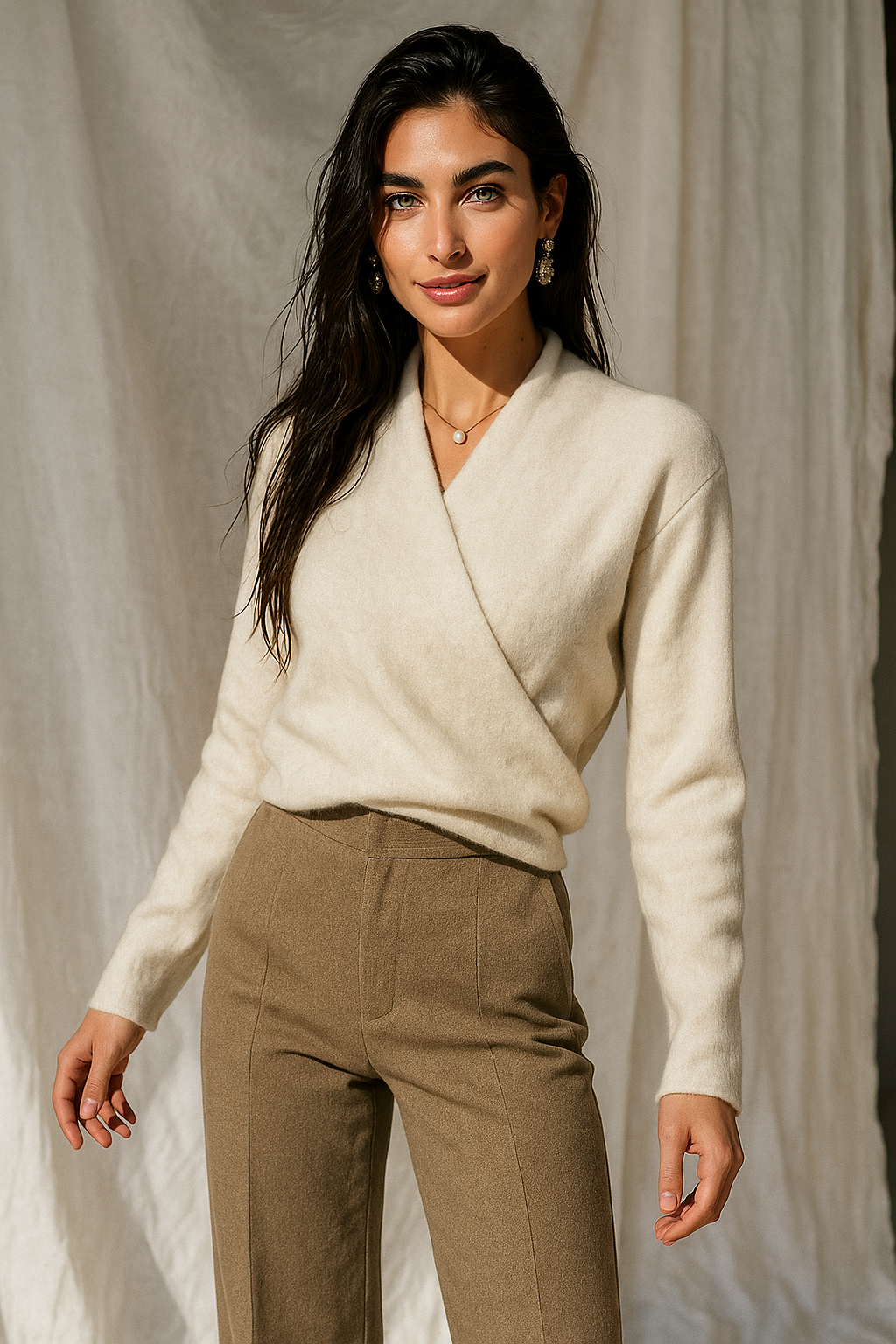 Isabelle's™ | Winter Wrap V Neck Knit Sweater