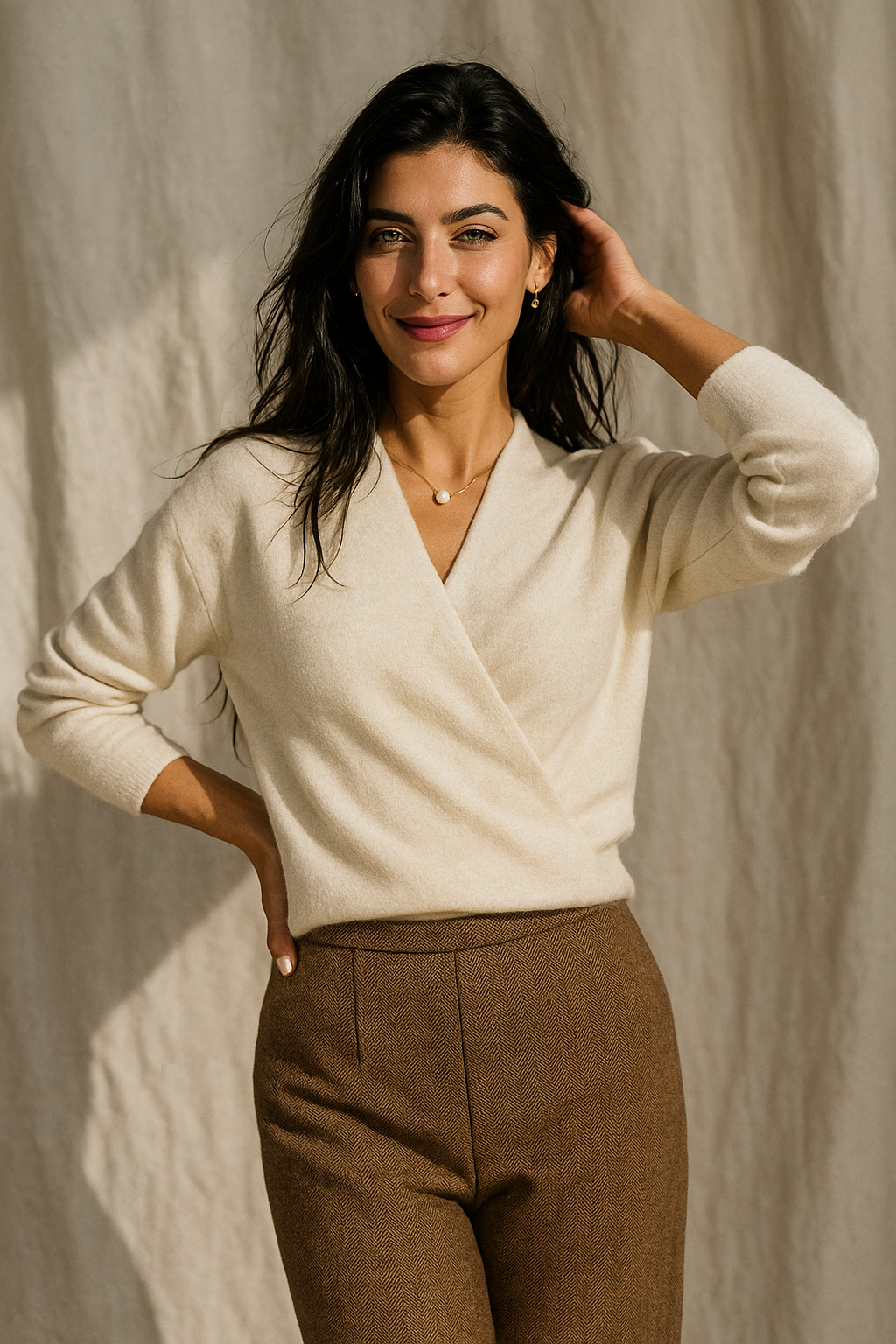 Isabelle's™ | Winter Wrap V Neck Knit Sweater