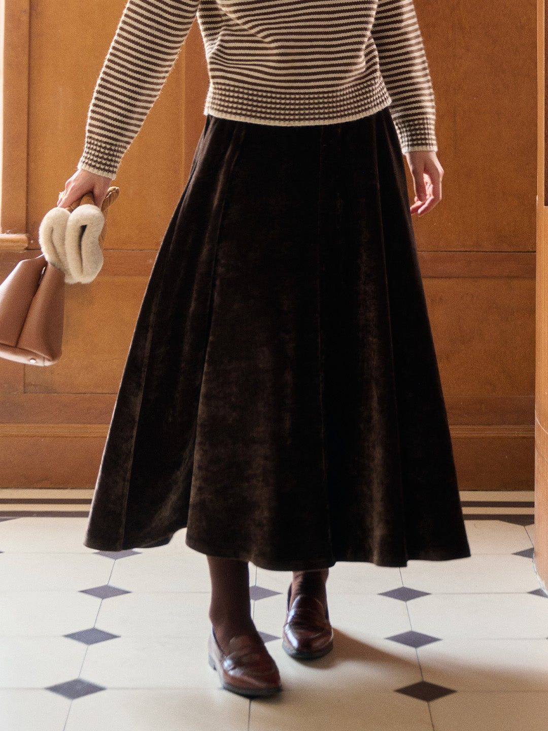 Goldie A-Line Velvet Skirt
