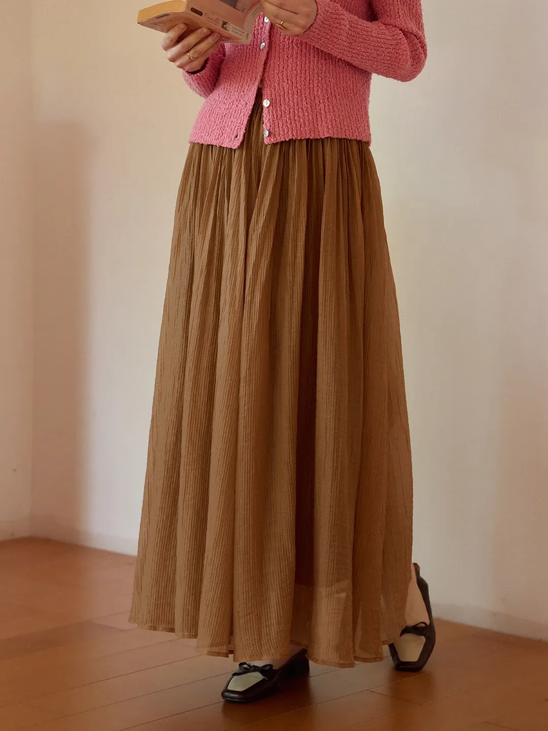 Harlee Flowy Pleated Lyocell Skirt
