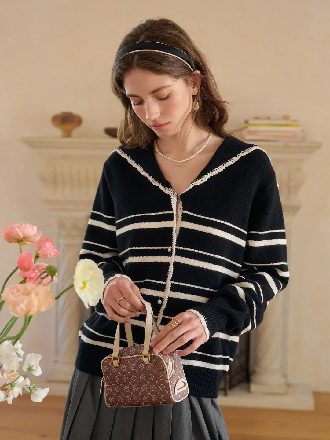 Stormi V-Neck Stripe Cardigan