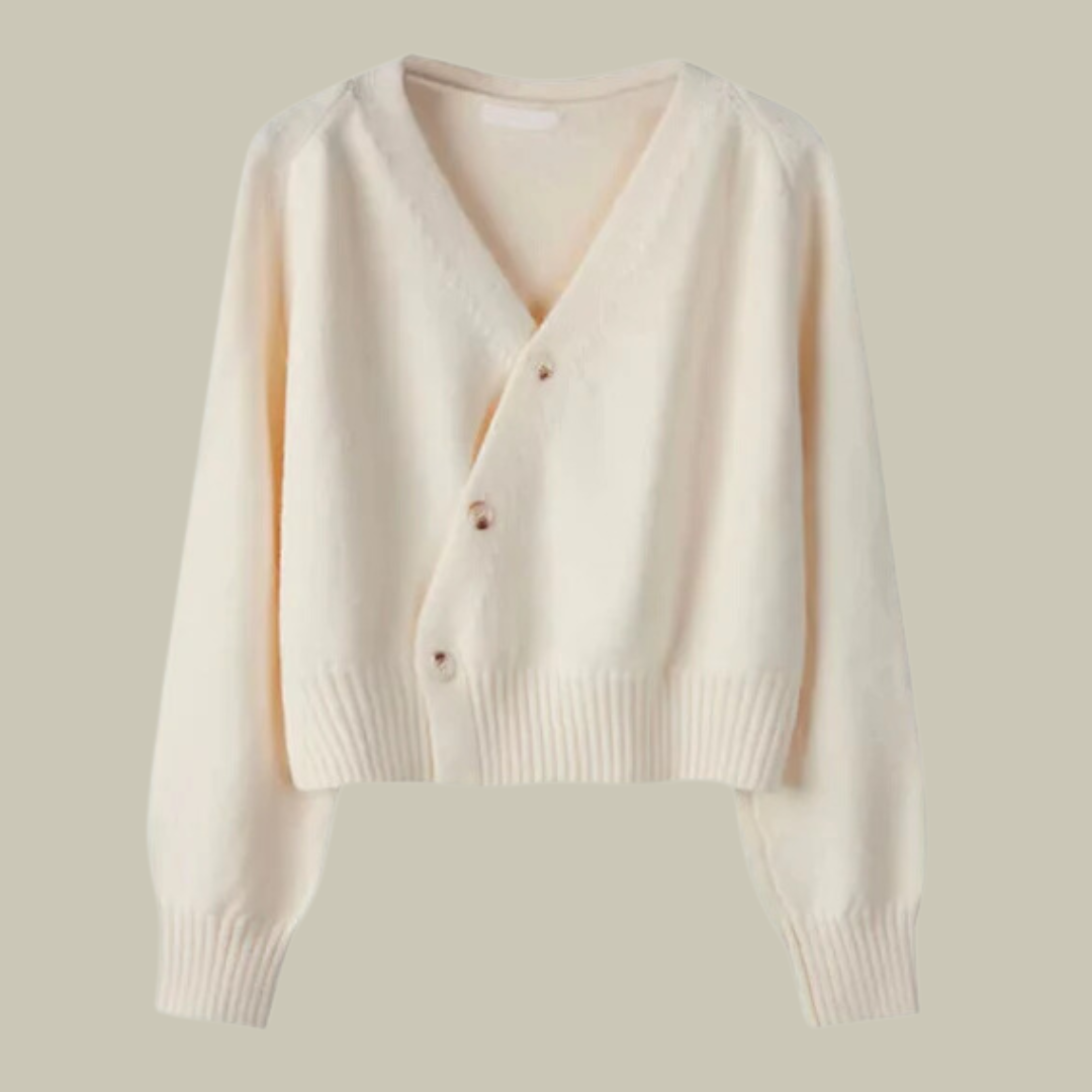 Isabelle's™ | Cross Button V Neck Merino And Wool Sweaters