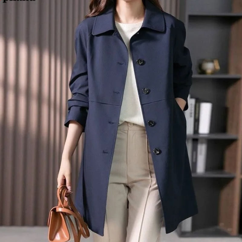 Isabelle's™ | Casual Button Front Long Trench Coat