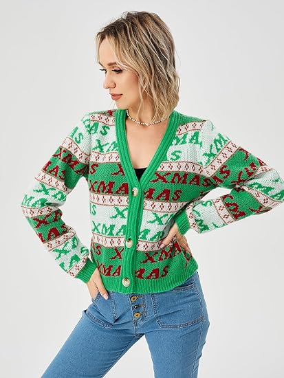 Women’s Fall Cropped Cardigan Sweater Open Front Button Up Sweater Pullover Crop Tops