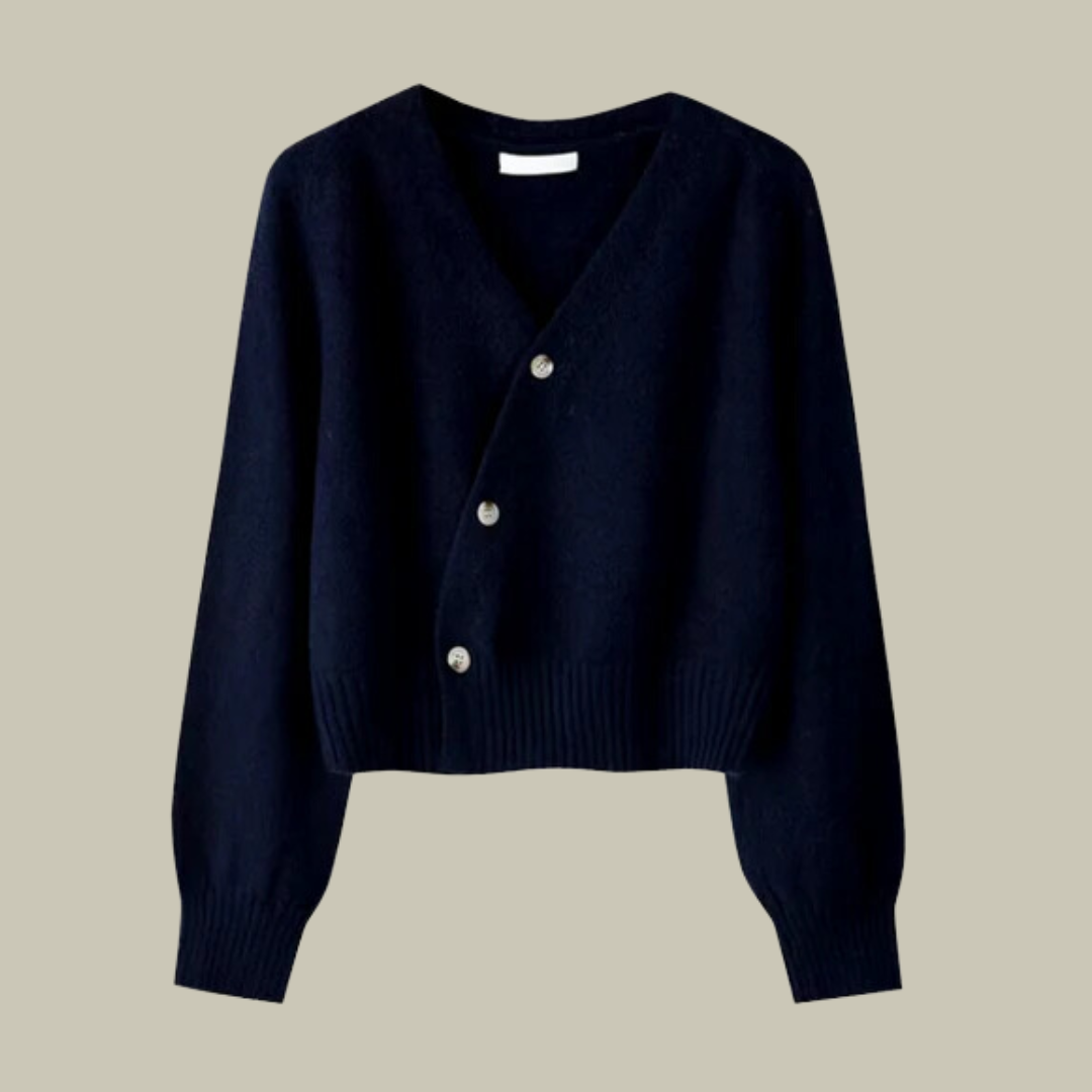 Isabelle's™ | Cross Button V Neck Merino And Wool Sweaters