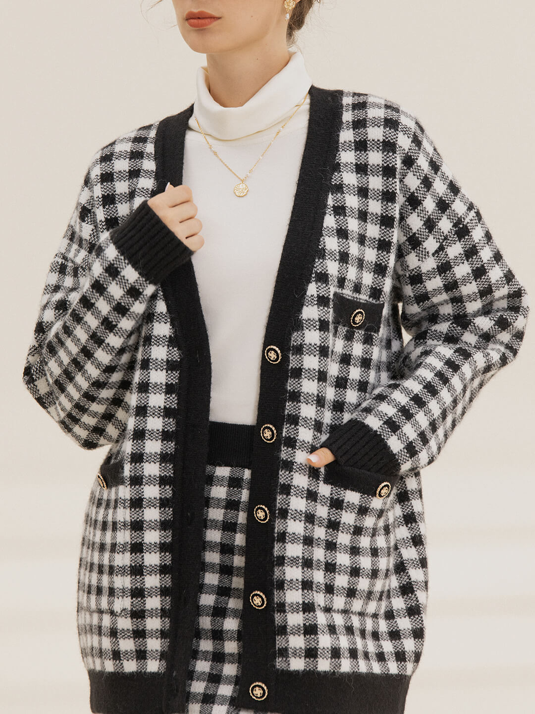 【Final Sale】Ansley Checkerboard Knit Cardigan