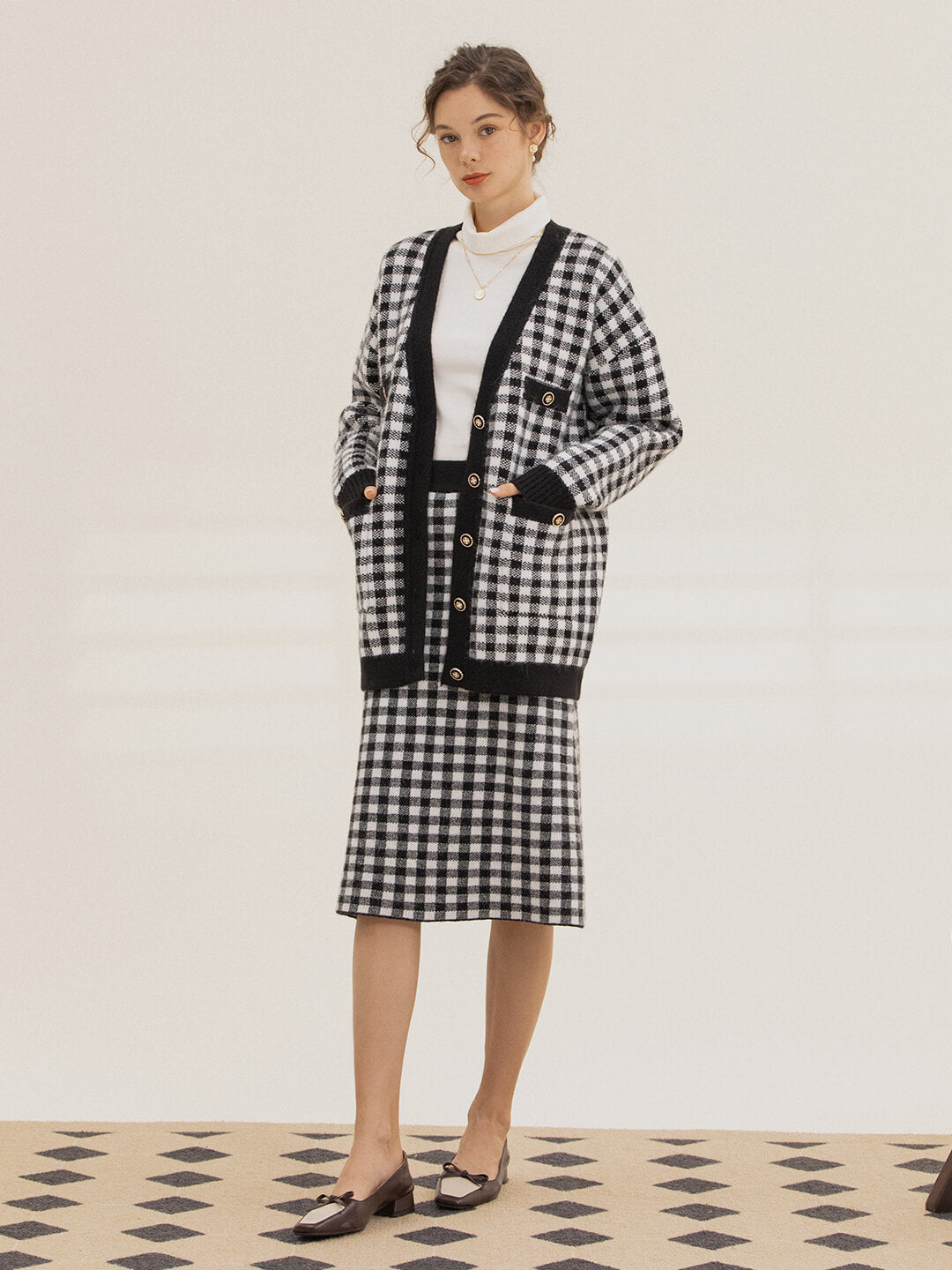【Final Sale】Ansley Checkerboard Knit Cardigan