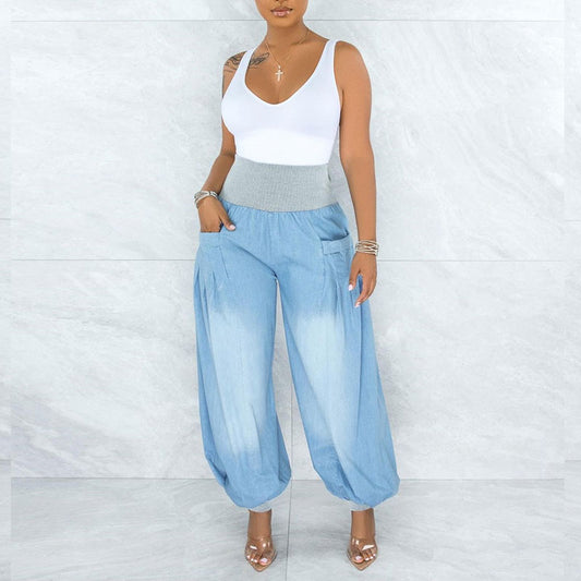 Wide-Leg Harem Pants for Women - Comfy Denim Trouser Range