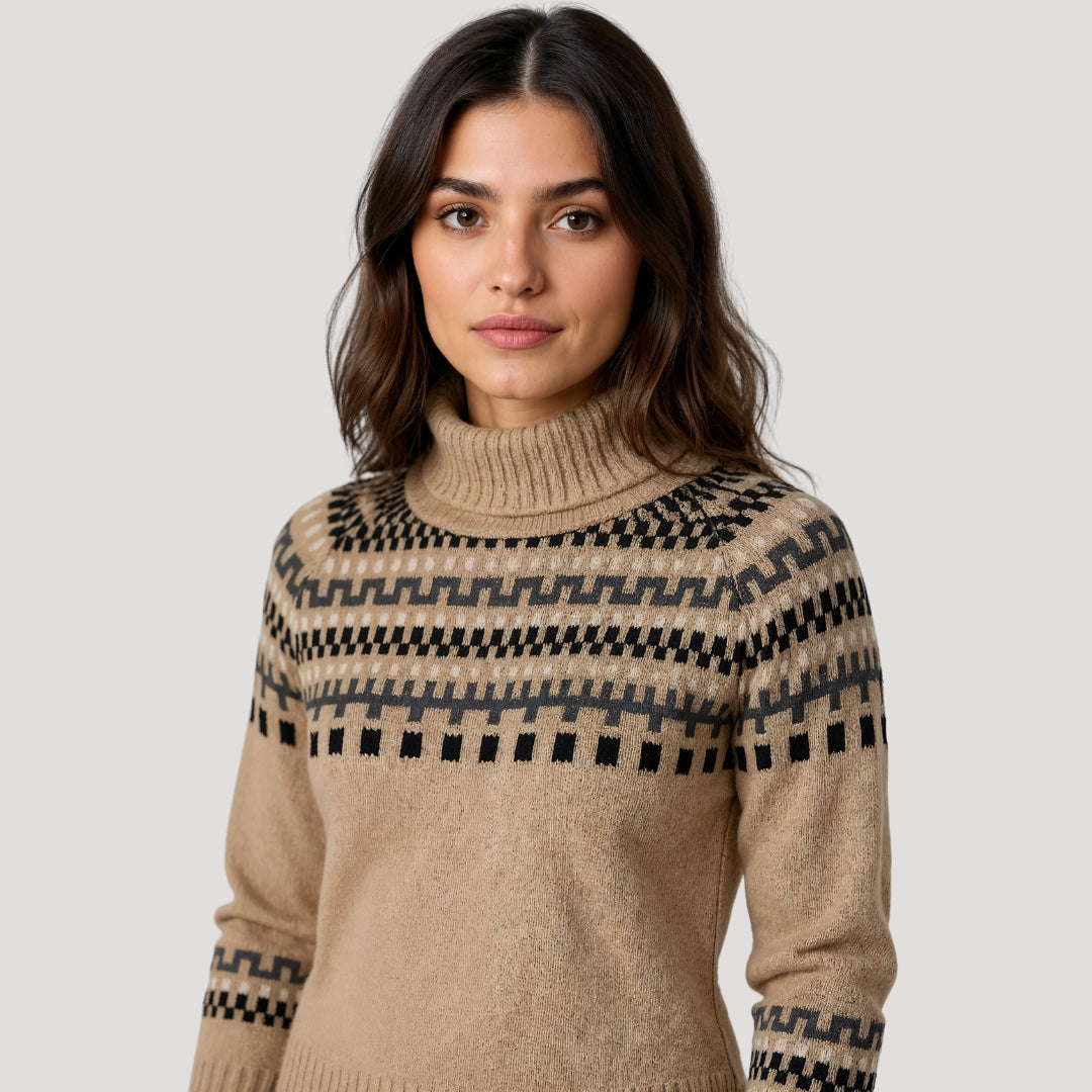 Isabelle's™ | Spring Patterned Turtleneck Knit Sweater