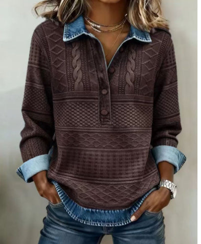 Dolores |Trendy Sweatshirt with Half Button and Collar