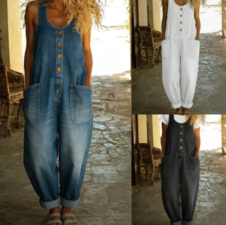 Vintage Washed Denim Overalls