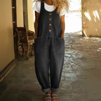 Vintage Washed Denim Overalls