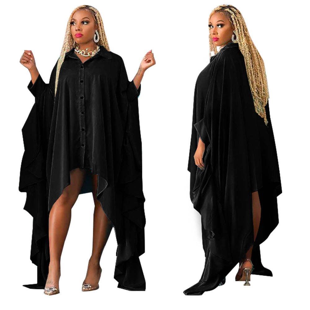 Plus Size Blouse Irregular Batwing Sleeve Dress
