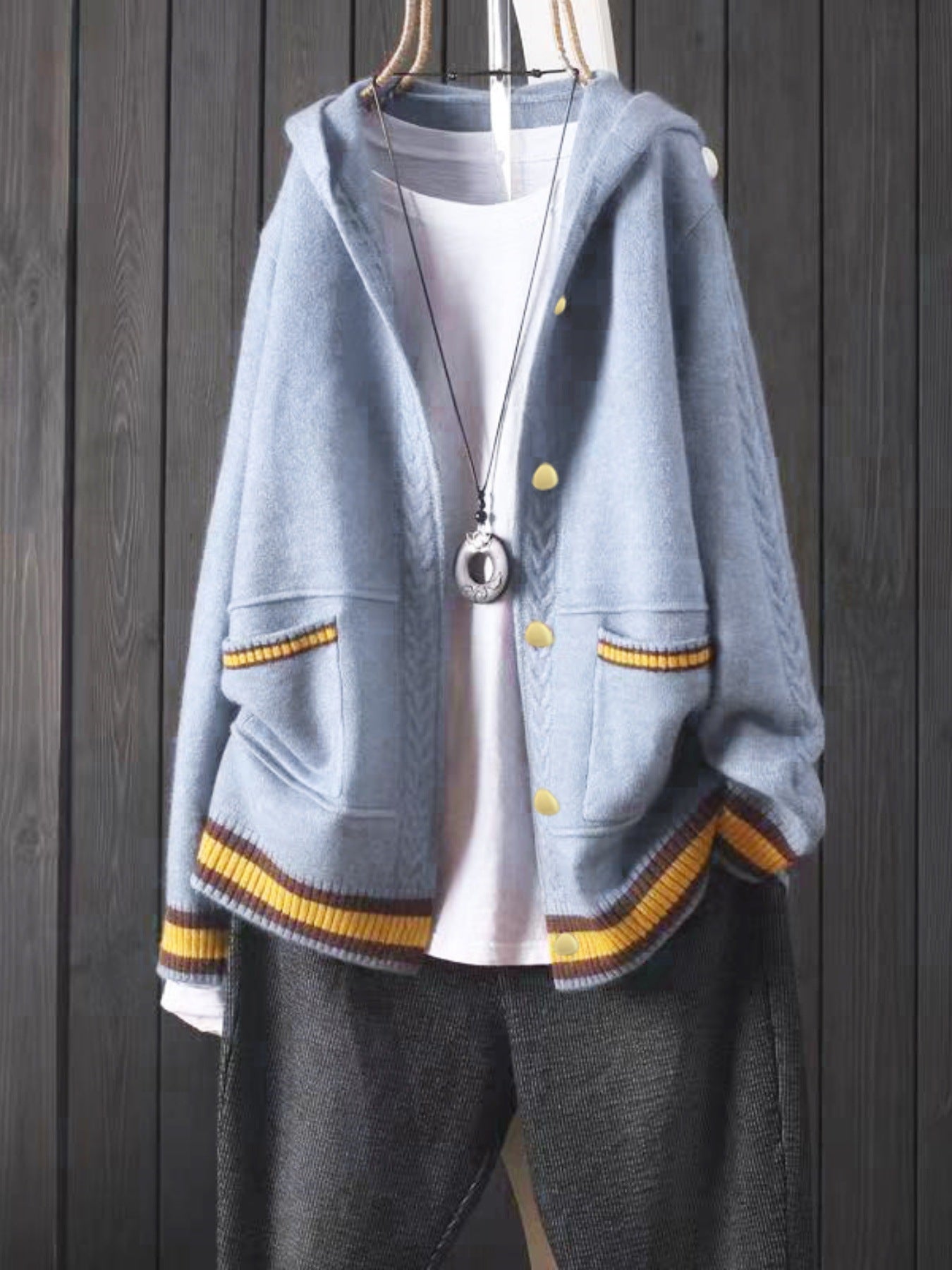 Hooded Knit Cardigan Sweater Coat For Women