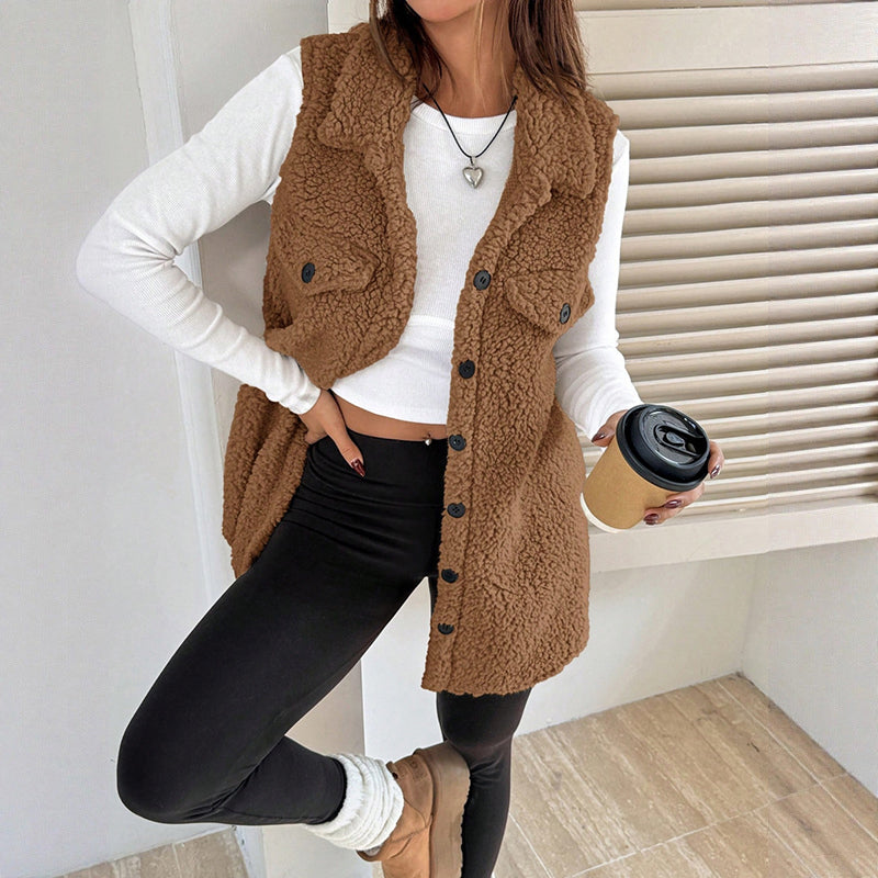 Isabelle's™ | Button-Front Plush Teddy Vest