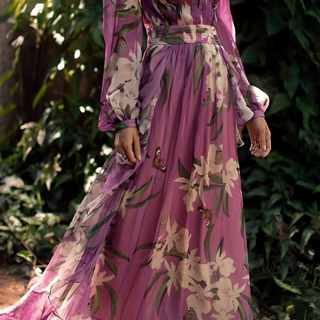 Isabelle's™ | Comfortable Floral V-Neck Maxi Dress