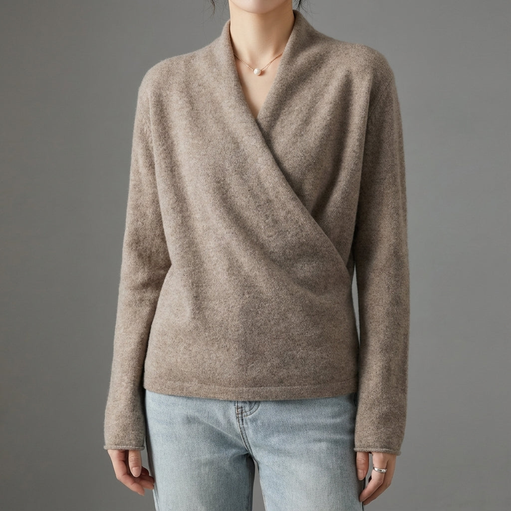 Isabelle's™ | Warm Wool Blend Crossed Wrap Sweater