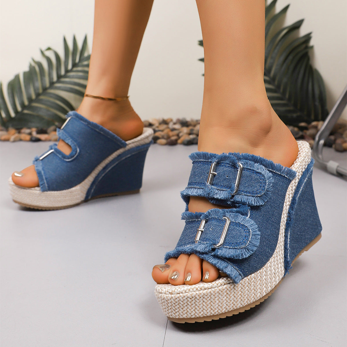 Isabelle's™ | Denim Wedge Sandals
