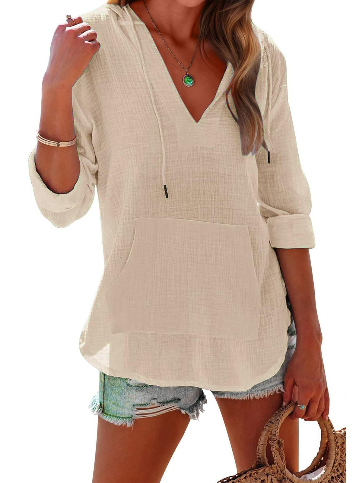 Isabelle's™ | Casual V-Neck Hooded T-Shirt