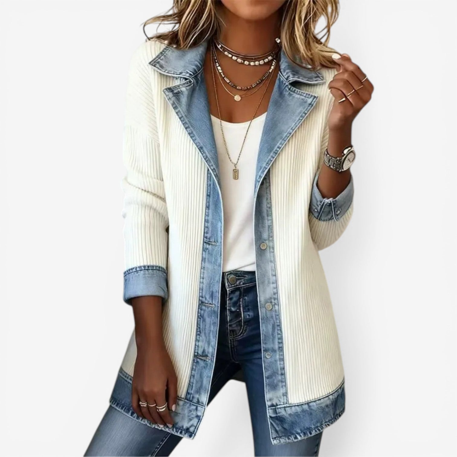Isabelle's™ | Layered Denim-Style Jacket