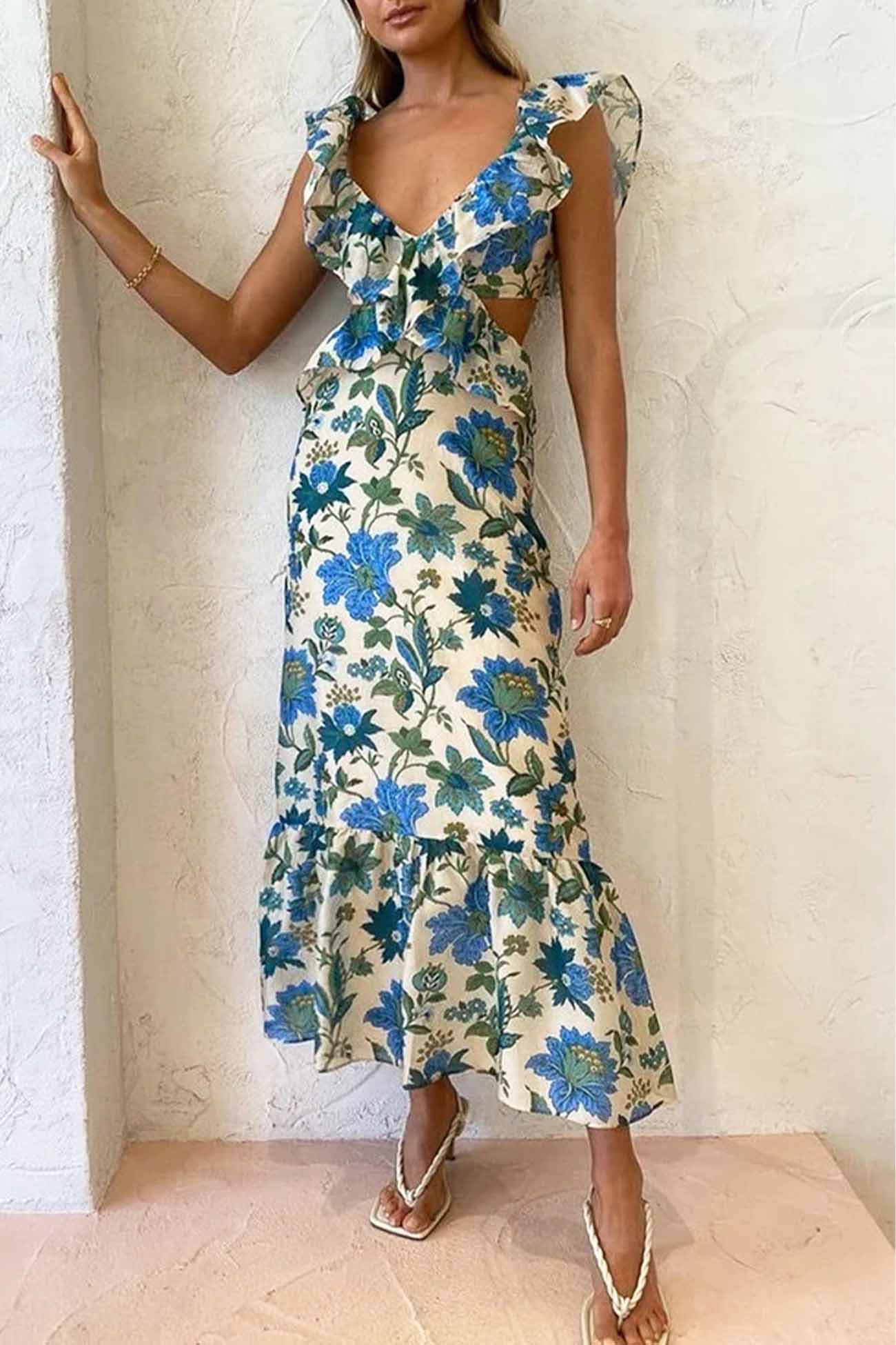 Isabelle's™ | Floral Elegant Ruffle Maxi Dress