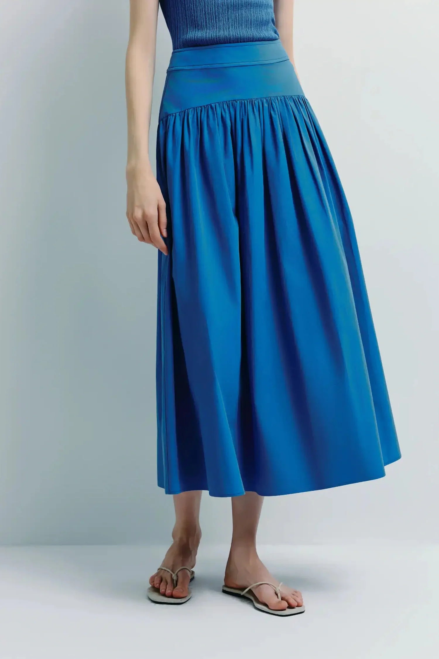 Glace Poplin Midi Skirt
